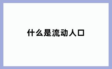 什么是流动人口