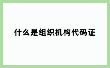 什么是组织机构代码证