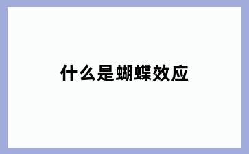 什么是蝴蝶效应
