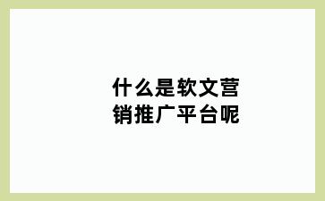 什么是软文营销推广平台呢