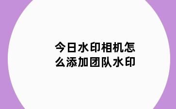 今日水印相机怎么添加团队水印