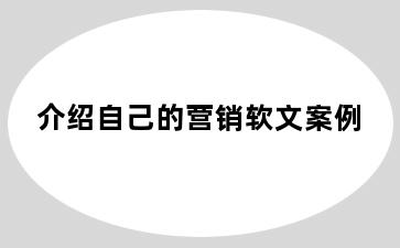 介绍自己的营销软文案例