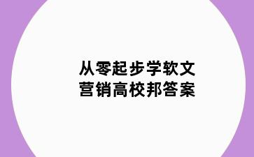 从零起步学软文营销高校邦答案