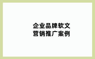 企业品牌软文营销推广案例