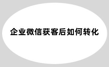 企业微信获客后如何转化