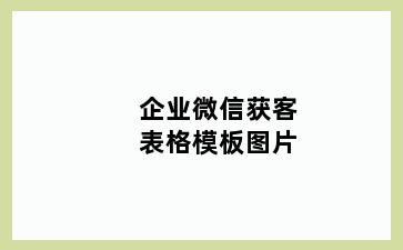 企业微信获客表格模板图片