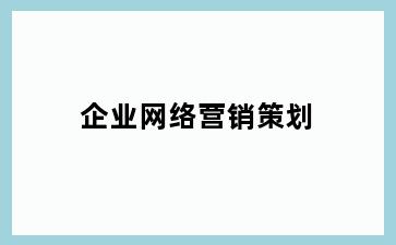 企业网络营销策划