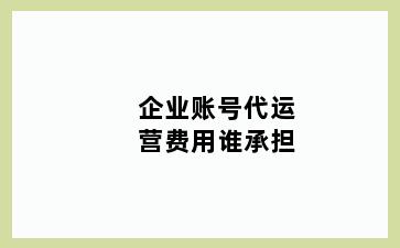 企业账号代运营费用谁承担