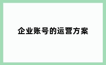企业账号的运营方案