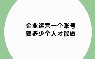 企业运营一个账号要多少个人才能做