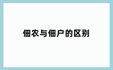 佃农与佃户的区别