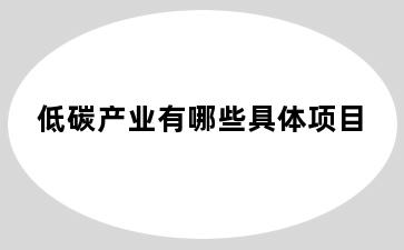 低碳产业有哪些具体项目