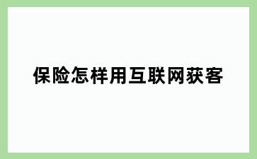 保险怎样用互联网获客
