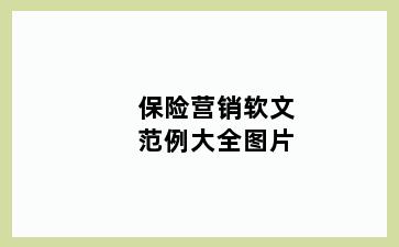 保险营销软文范例大全图片
