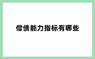 偿债能力指标有哪些