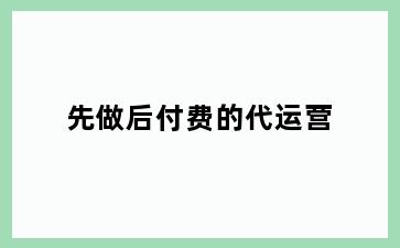 先做后付费的代运营