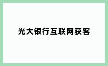 光大银行互联网获客