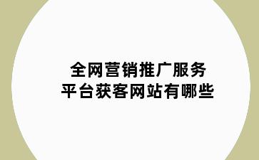 全网营销推广服务平台获客网站有哪些