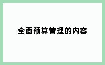 全面预算管理的内容