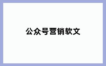公众号营销软文