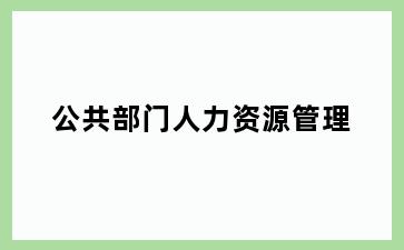 公共部门人力资源管理