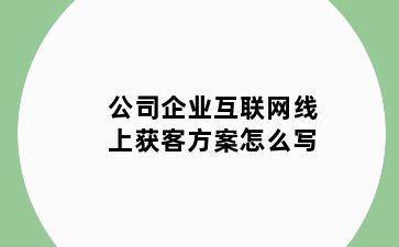 公司企业互联网线上获客方案怎么写