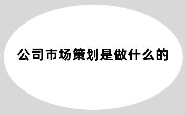 公司市场策划是做什么的