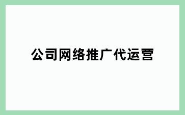 公司网络推广代运营