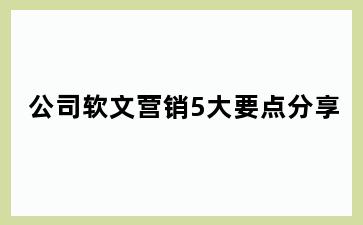 公司软文营销5大要点分享