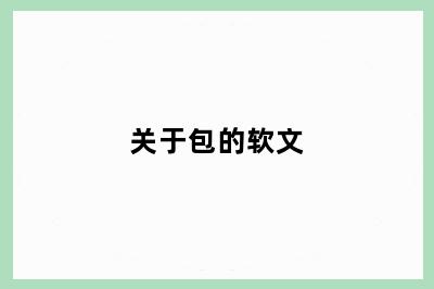 关于包的软文