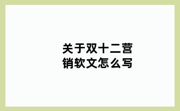关于双十二营销软文怎么写