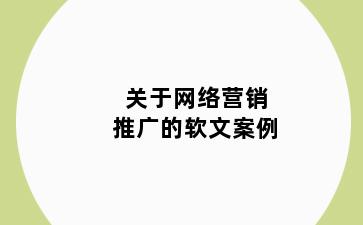关于网络营销推广的软文案例