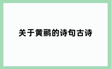 关于黄鹂的诗句古诗