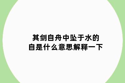其剑自舟中坠于水的自是什么意思解释一下
