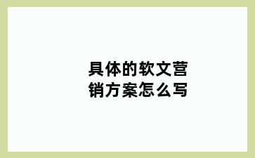 具体的软文营销方案怎么写