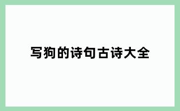 写狗的诗句古诗大全
