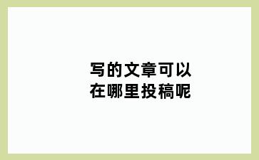写的文章可以在哪里投稿呢