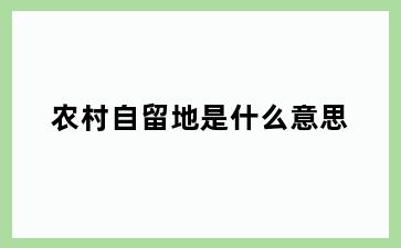 农村自留地是什么意思