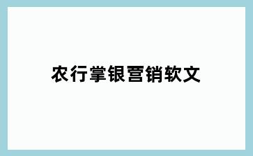 农行掌银营销软文
