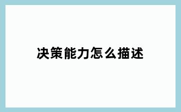 决策能力怎么描述