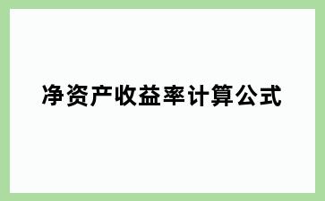 净资产收益率计算公式