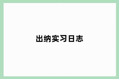 出纳实习日志