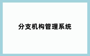 分支机构管理系统