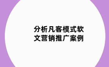 分析凡客模式软文营销推广案例
