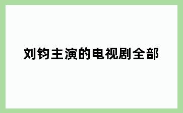 刘钧主演的电视剧全部