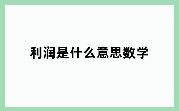 利润是什么意思数学