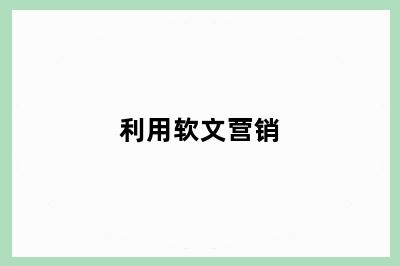 利用软文营销