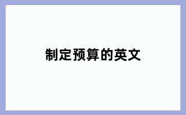 制定预算的英文