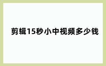 剪辑15秒小中视频多少钱