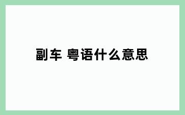 副车 粤语什么意思